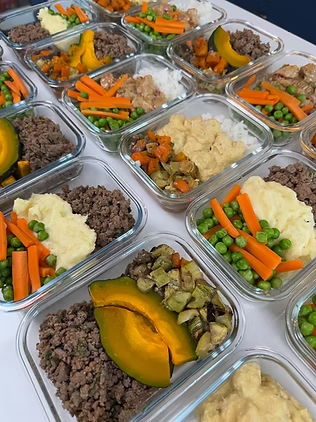 Comidas con carne molida, verduras y pure